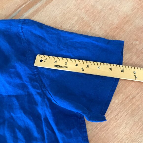 Nautica 100% Linen Shirt Men XXL Blue Button Up Short Sleeve Collared Preppie - Picture 9 of 11